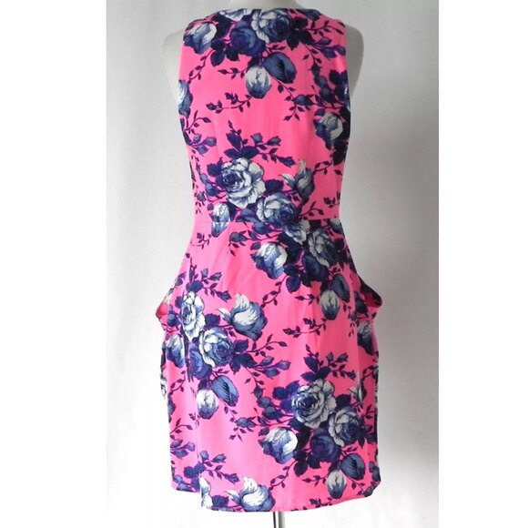 Dex Mini Dress Floral Sleeveless V-Neck 1/2 Zip Pockets - Size XS - Picture 4 of 7